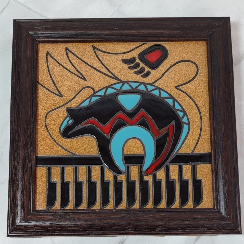 Vintage Cleo Teissedre "Zuni Bear" Ceramic Tile Trivet